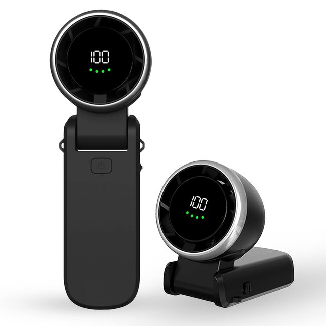 Ventilator Portabil de Mana cu Afisaj Digital Sea Breeze, 100 Trepte de Viteza, Baterie 5000mAh, Turbo Motor 13000RPM, Compact și Reîncărcabil USB-C – Negru