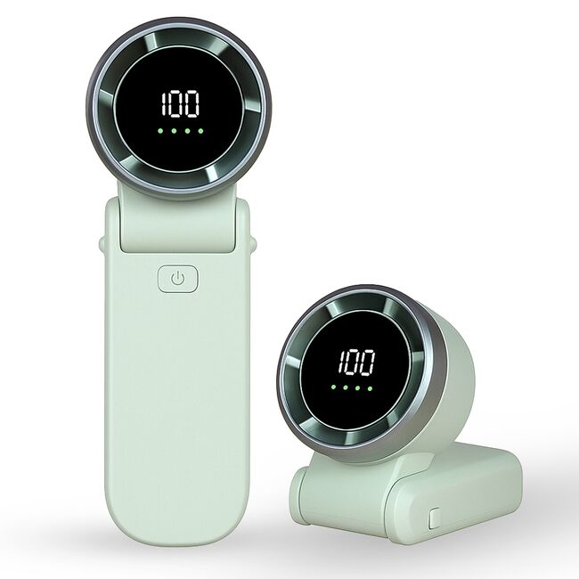 Ventilator Portabil de Mana cu Afisaj Digital Sea Breeze, 100 Trepte de Viteza, Baterie 5000mAh, Turbo Motor 13000RPM, Compact și Reîncărcabil USB-C – Verde