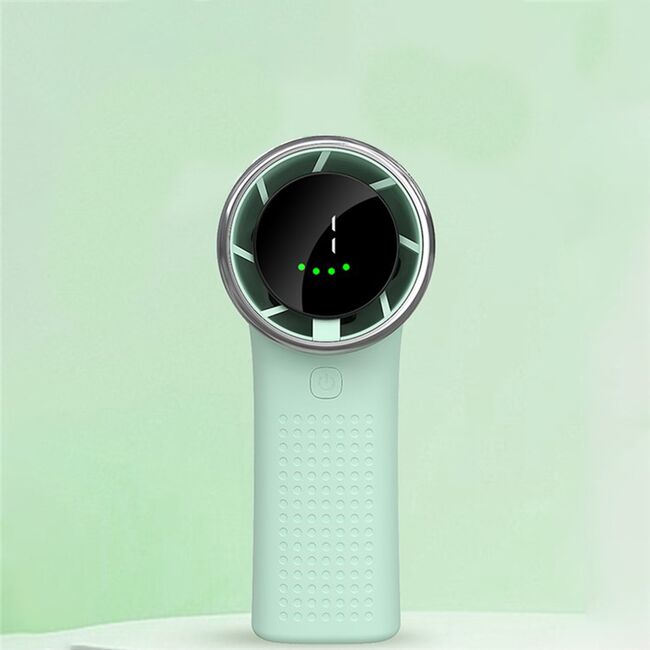 Ventilator Portabil de Mana cu Afisaj LED, 5 Trepte de Viteza, Reincarcabil USB-C, 3600mAh, Compact și Puternic - gri