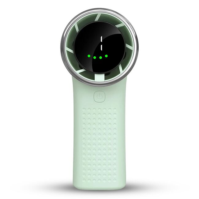 Ventilator Portabil de Mana cu Afisaj LED, 5 Trepte de Viteza, Reincarcabil USB-C, 3600mAh, Compact și Puternic - verde