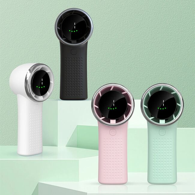 Ventilator Portabil de Mana cu Afisaj LED, 5 Trepte de Viteza, Reincarcabil USB-C, 3600mAh, Compact și Puternic - verde