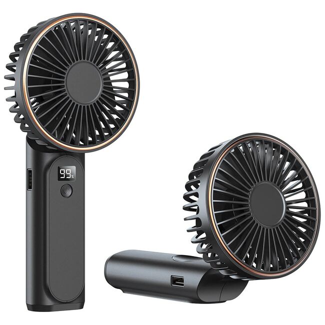 Ventilator portabil de Buzunar cu LED Digital, 6 Trepte de Răcorire și Baterie de Lungă Durată 5000 mAh, reincarcabil – Confort Maxim la Fiecare Pas - Negru