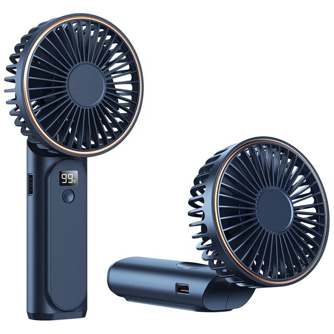 Ventilator portabil de Buzunar cu LED Digital, 6 Trepte de Răcorire și Baterie de Lungă Durată 5000 mAh, reincarcabil – Confort Maxim la Fiecare Pas - Albastru