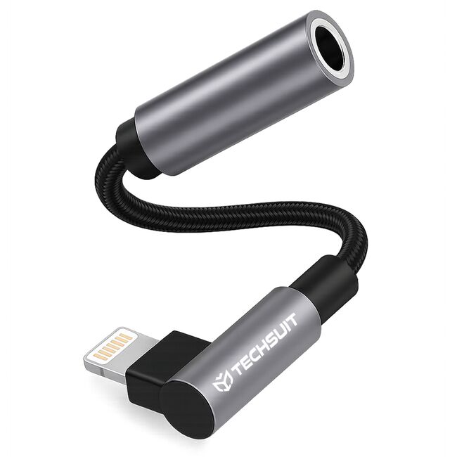 Adaptor Jack, Lightning, Hi-Fi, 3A, 0.1m - Techsuit MusicDoX (AC6) - Gray