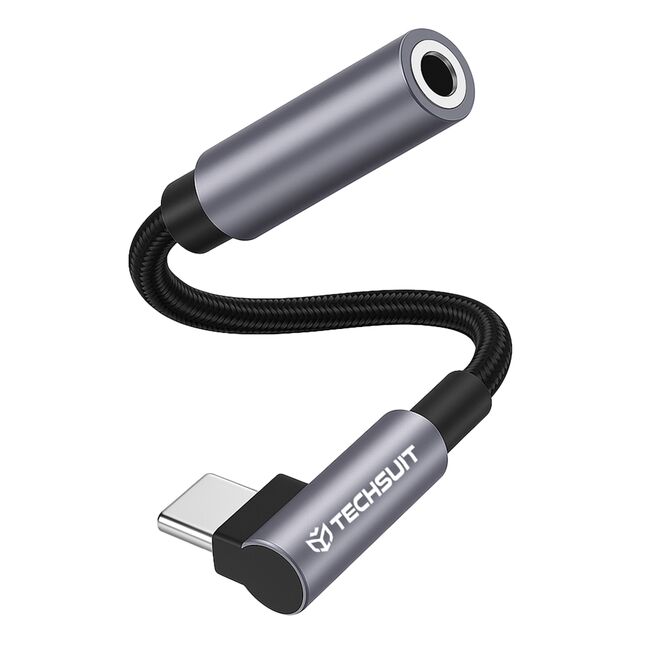 Adaptor Jack, Type-C, Hi-Fi, 3A, 0.1m - Techsuit MusicDoX (AC7) - Gray