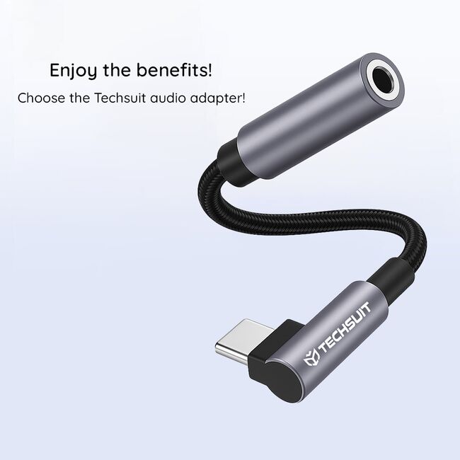 Adaptor Jack, Type-C, Hi-Fi, 3A, 0.1m - Techsuit MusicDoX (AC7) - Gray