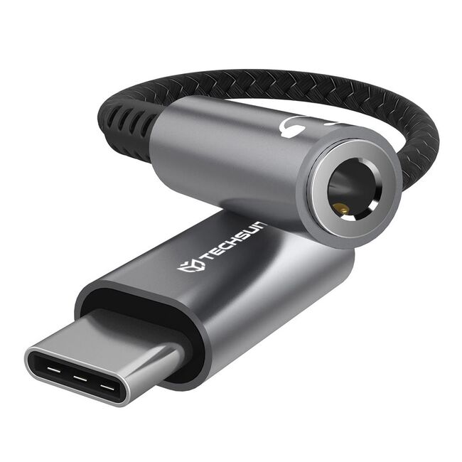 Adaptor Jack, USB-C, Aluminiu, 0.1m - Techsuit SonicPiX (AC14) - Gray