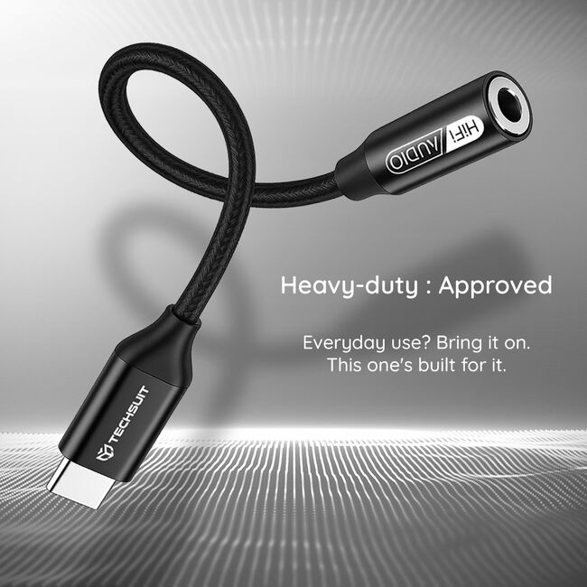 Adaptor Jack, USB-C, DAC, 0.1m - Techsuit FuseXound (AC13) - Black