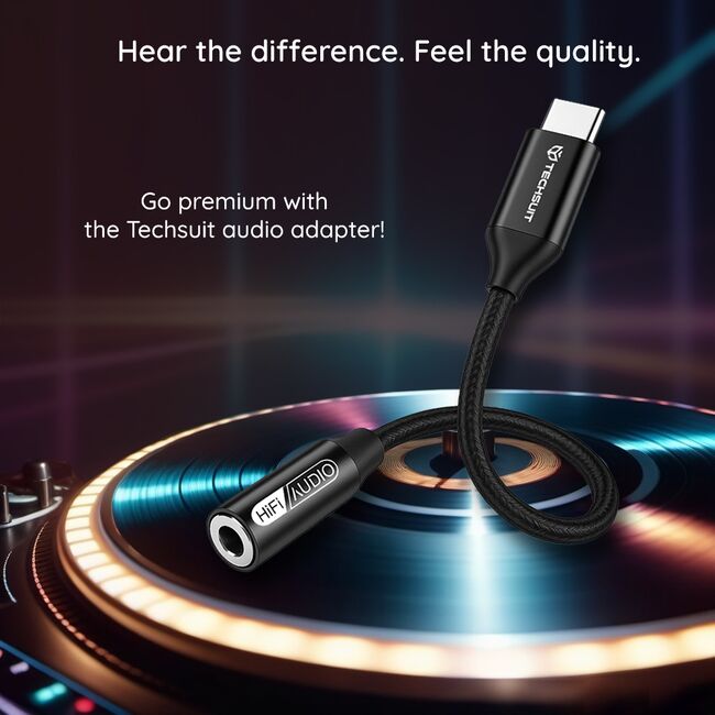 Adaptor Jack, USB-C, DAC, 0.1m - Techsuit FuseXound (AC13) - Black