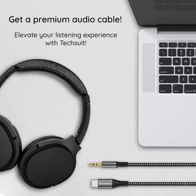 Adaptor Jack, USB-C, Nylon, 1m - Techsuit NexaSound (AC16) - Gray
