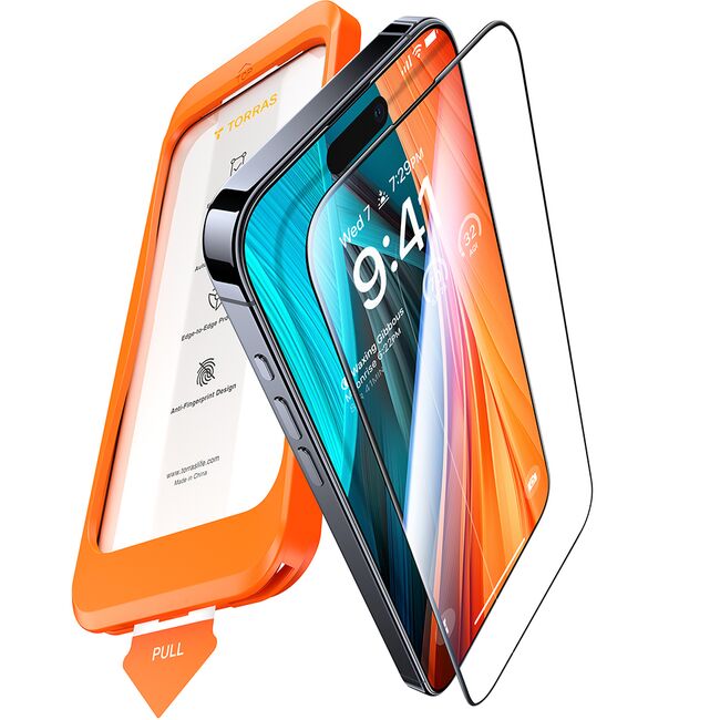 Folie pentru iPhone 16 - Torras GlassGo Install Master - Black