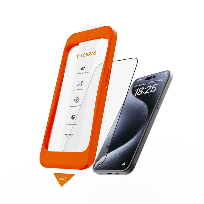 Folie pentru iPhone 16 - Torras GlassGo Install Master - Black