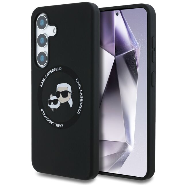 Husa pentru Samsung Galaxy S25 Plus - Karl Lagerfeld Silicone Double Heads - Black