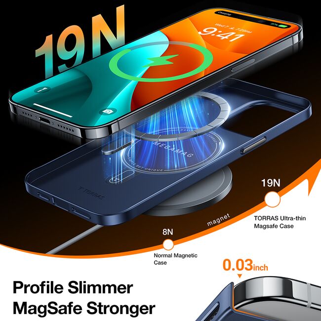 Husa pentru iPhone 15 Pro Max - Torras OriginFit-Mag Series - Navy Blue
