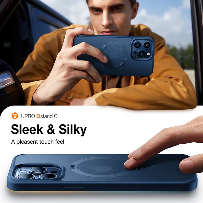 Husa pentru iPhone 15 Pro Max - Torras Ostand MagSafe Series - Navy Blue