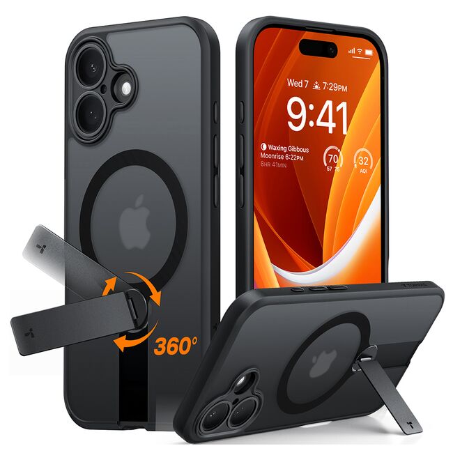 Husa pentru iPhone 16 Plus - Torras Pstand Spin MagSafe - Black