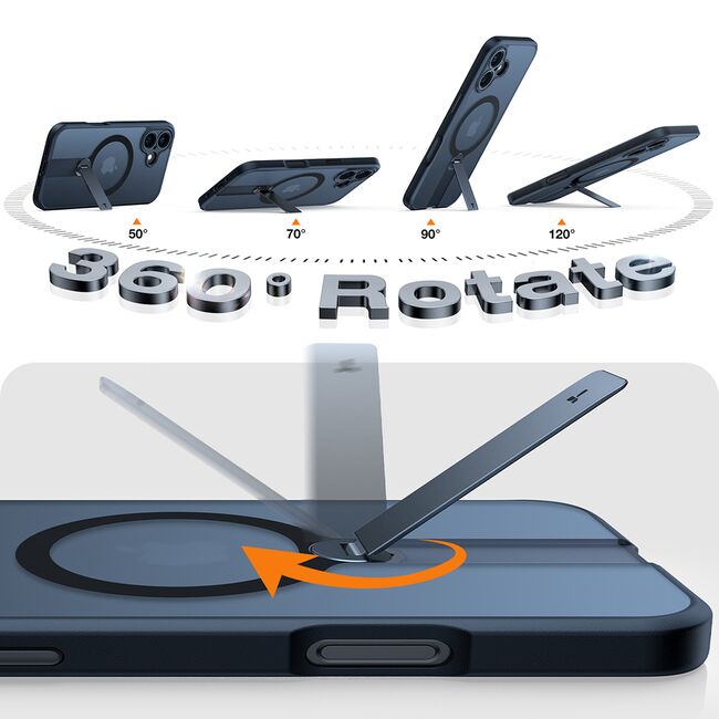 Husa pentru iPhone 16 Plus - Torras Pstand Spin MagSafe - Black