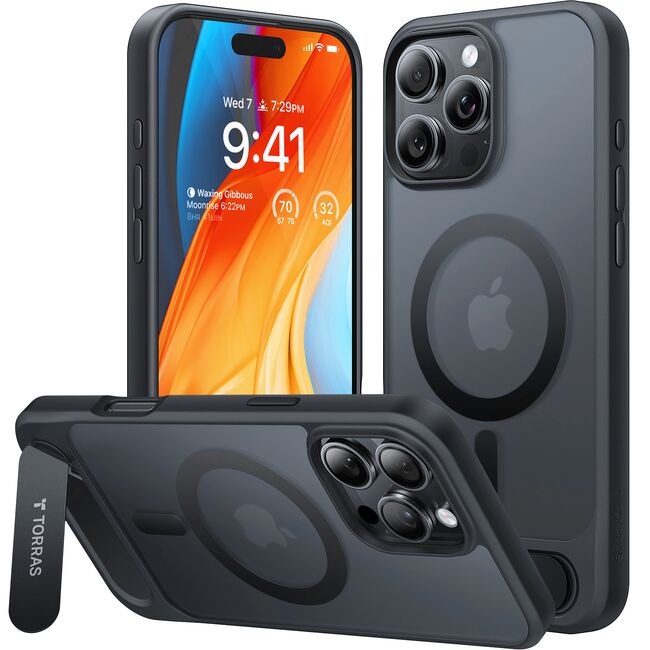 Husa pentru iPhone 16 Pro Max - Torras Pstand MagSafe - Black