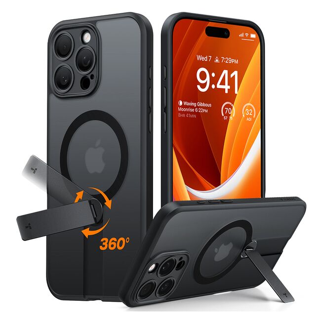Husa pentru iPhone 16 Pro Max - Torras Pstand Spin MagSafe - Black