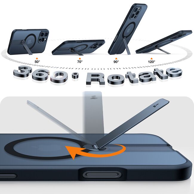Husa pentru iPhone 16 Pro Max - Torras Pstand Spin MagSafe - Black