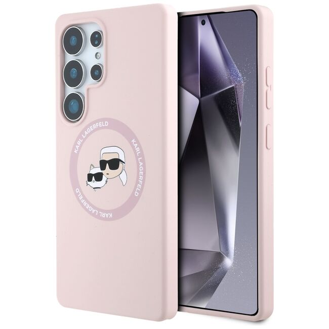 Husa pentru Samsung Galaxy S25 Ultra - Karl Lagerfeld Silicone Double Heads - Pink