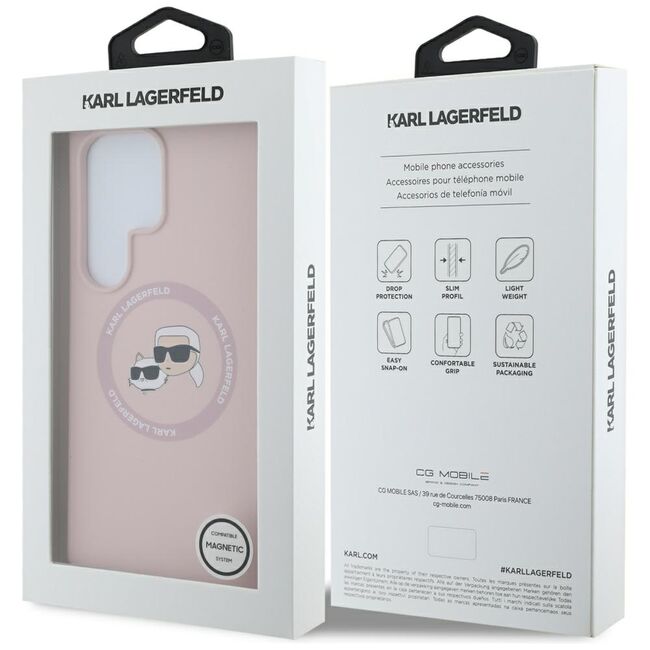 Husa pentru Samsung Galaxy S25 Ultra - Karl Lagerfeld Silicone Double Heads - Pink