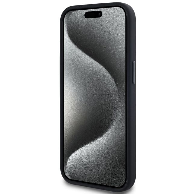 Husa Karl Lagerfeld pentru iPhone 15 Silicone MagSafe, Shadow Metal Initial, negru