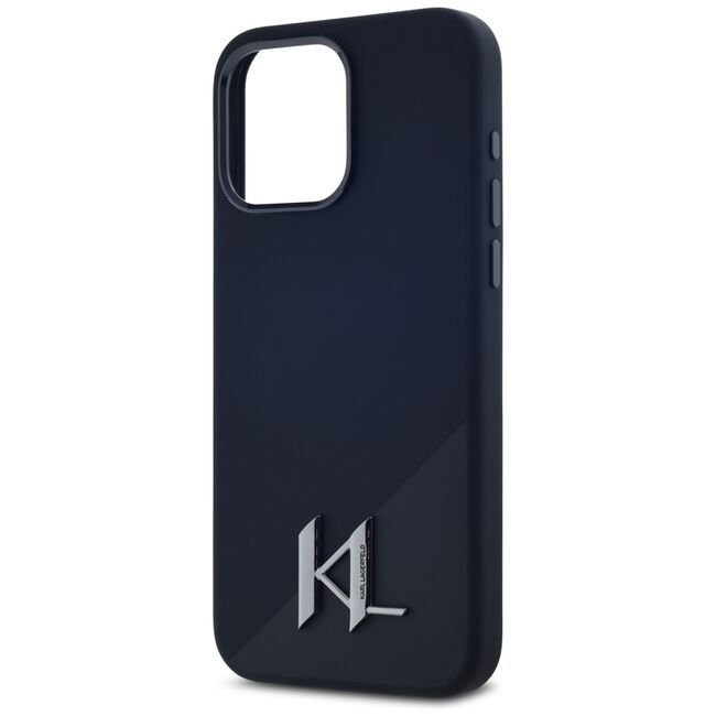 Husa Karl Lagerfeld pentru iPhone 15 Pro Max Silicone MagSafe, Shadow Metal Initial, negru