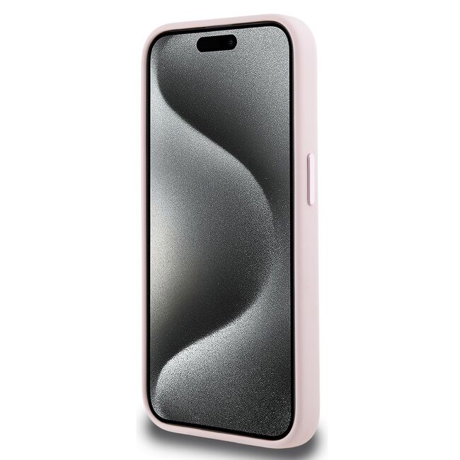 Husa Karl Lagerfeld pentru iPhone 15 Pro Max Silicone MagSafe, Shadow Metal Initial, roz