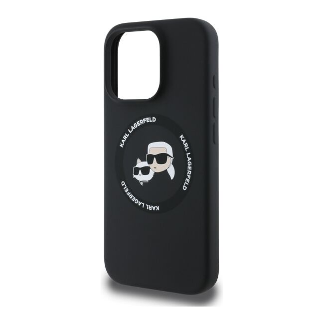 Husa Karl Lagerfeld pentru iPhone 16 Pro Max Silicone MagSafe, Karl&Choupette Head - negru