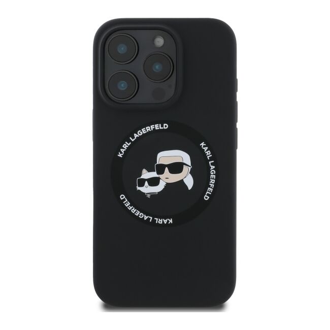 Husa Karl Lagerfeld pentru iPhone 16 Pro Max Silicone MagSafe, Karl&Choupette Head - negru