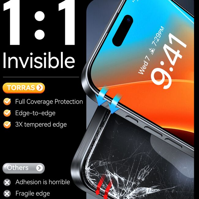 Folie pentru iPhone 16 Plus - Torras GlassGo Install Master - Black