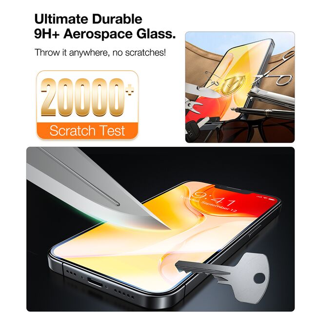 Folie pentru iPhone 16e (set 2) - Torras GlassGo Install Master - Clear
