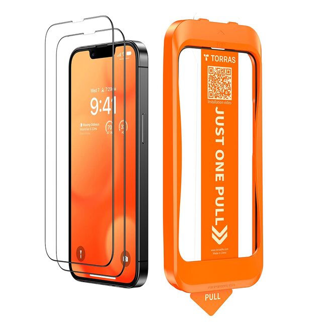 Folie pentru iPhone 16e (set 2) - Torras GlassGo Install Master - Clear