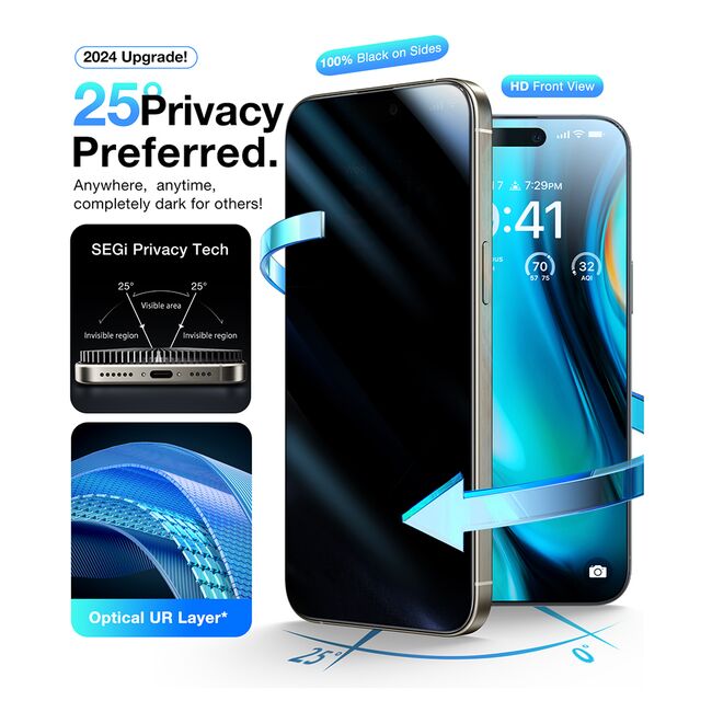 Folie pentru iPhone 16 Plus - Torras GlassGo Install Master Privacy - Clear