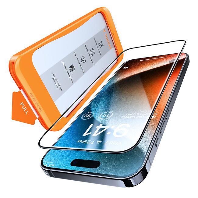 Folie pentru iPhone 15 Pro Max - Torras GlassGo Tempered Screen Protector - Black