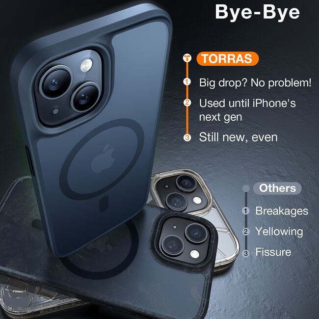 Husa pentru iPhone 15 - Torras Guardian Magnetic Series - Negru