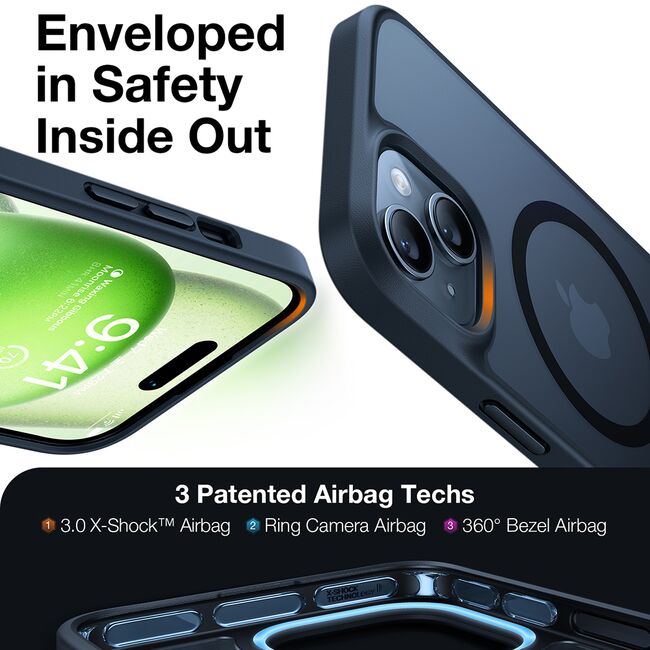 Husa pentru iPhone 15 - Torras Guardian Magnetic Series - Negru