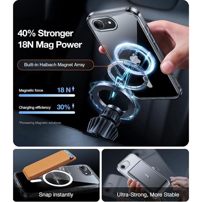 Husa pentru iPhone 16e - Torras Guardian Magnetic Series - Clear