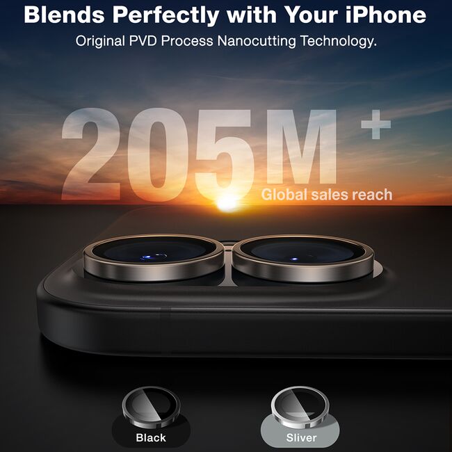 Folie Camera pentru iPhone 16 / iPhone 16 Plus - Torras Lensguard Camera Protector - Titanium Grey