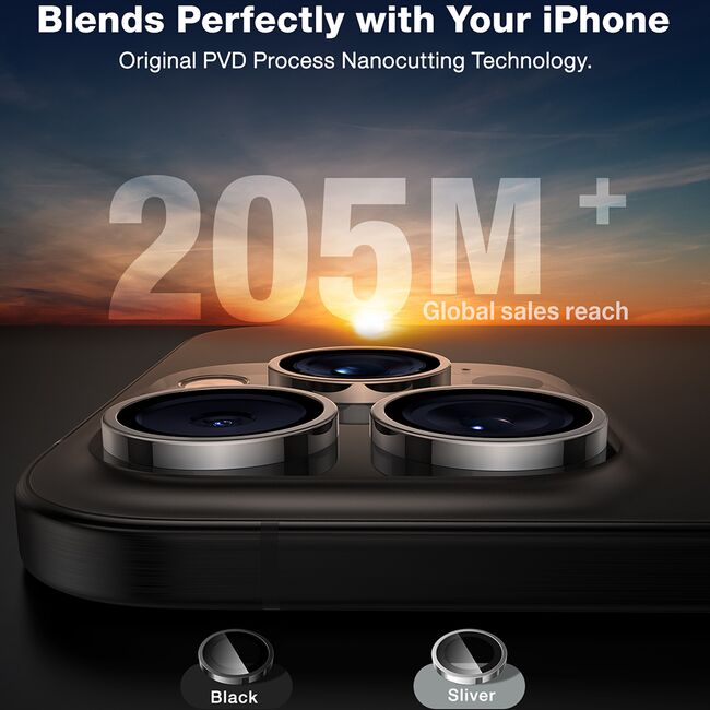 Folie Camera pentru iPhone 16 Pro / iPhone 16 Pro Max - Torras Lensguard Camera Protector - Titanium Grey