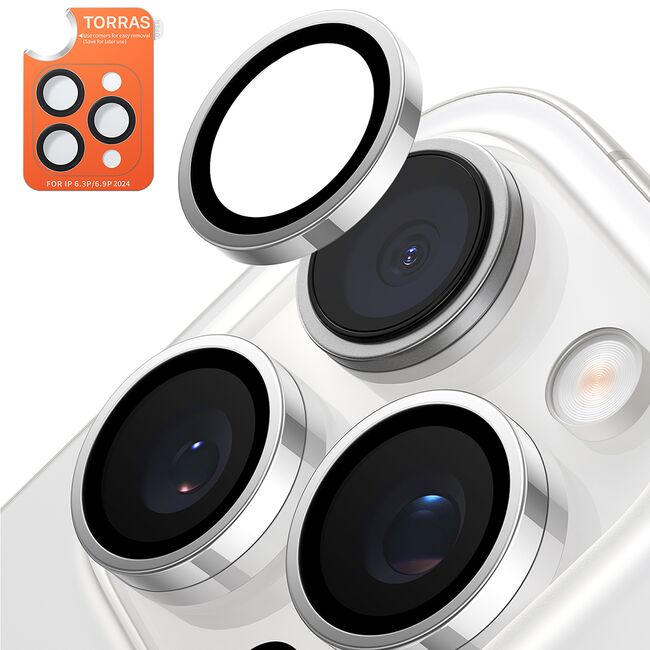 Folie Camera pentru iPhone 16 Pro / iPhone 16 Pro Max - Torras Lensguard Camera Protector - Titanium Grey