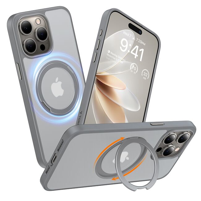 Husa pentru iPhone 15 Pro - Torras Ostand Pro MagSafe Series - Titanium Grey