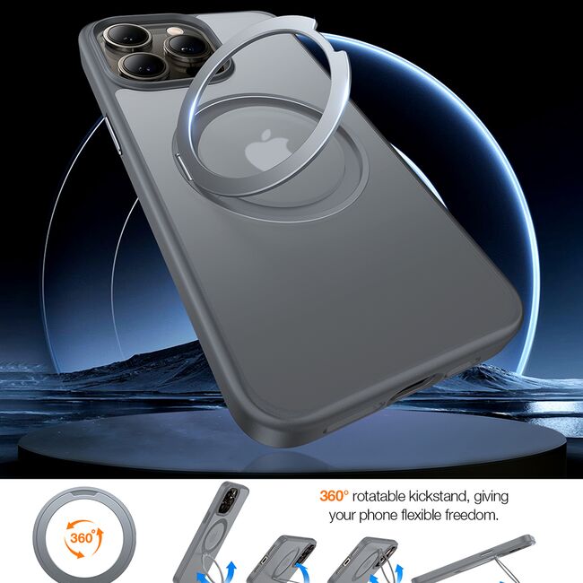 Husa pentru iPhone 15 Pro - Torras Ostand Pro MagSafe Series - Titanium Grey