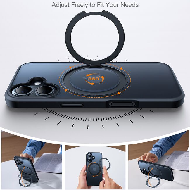 Husa pentru iPhone 16 - Torras Ostand Pro MagSafe Series - Negru