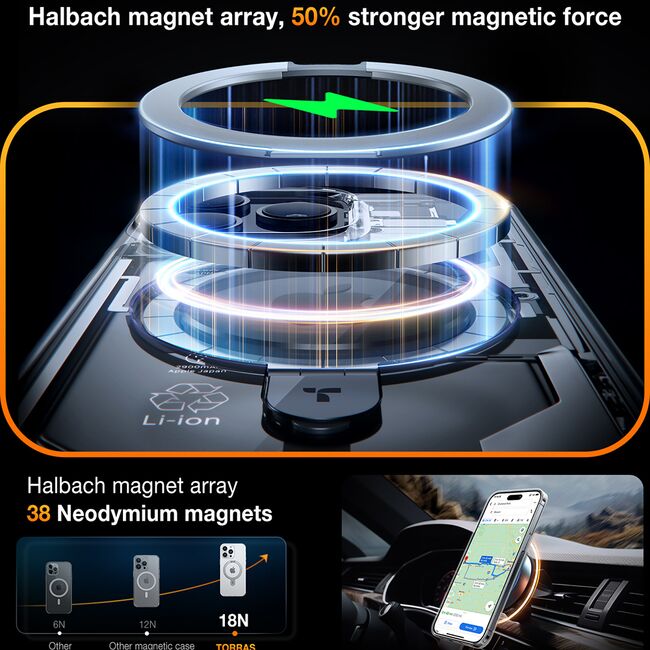 Husa pentru iPhone 15 Pro Max - Torras Ostand MagSafe Series - Clear