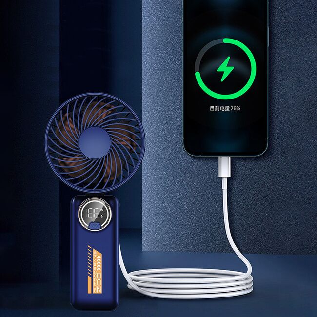 Ventilator Portabil Elegant AX10 – Ecran Digital, 3 Viteze, Autonomie extinsa, acumulator reincarcabil USB-C 3600mAh, design compact - bej