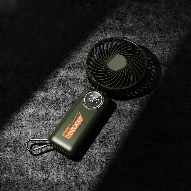 Ventilator Portabil Elegant AX10 – Ecran Digital, 3 Viteze, Autonomie extinsa, acumulator reincarcabil USB-C 3600mAh, design compact - bej