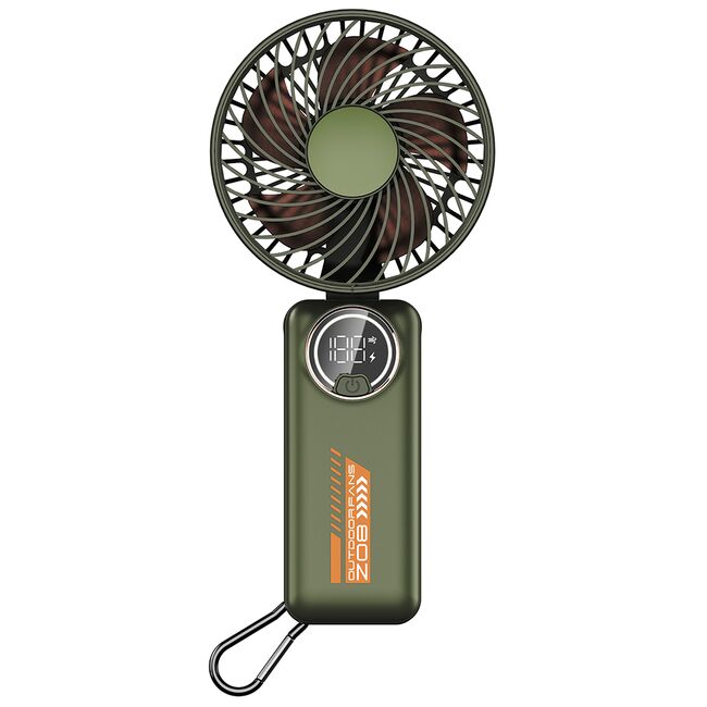 Ventilator Portabil Elegant AX10 – Ecran Digital, 3 Viteze, Autonomie extinsa, acumulator reincarcabil USB-C 3600mAh, design compact - verde