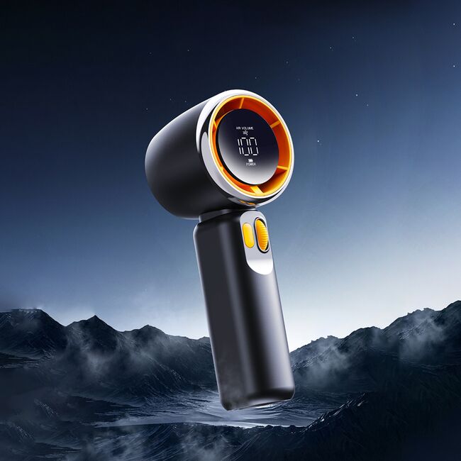Ventilator Portabil personal Sea Breeze – 100 Trepte Viteza, Afișaj LED, Reglaj Fin, Reincarcabil USB-C, Design Compact - Negru